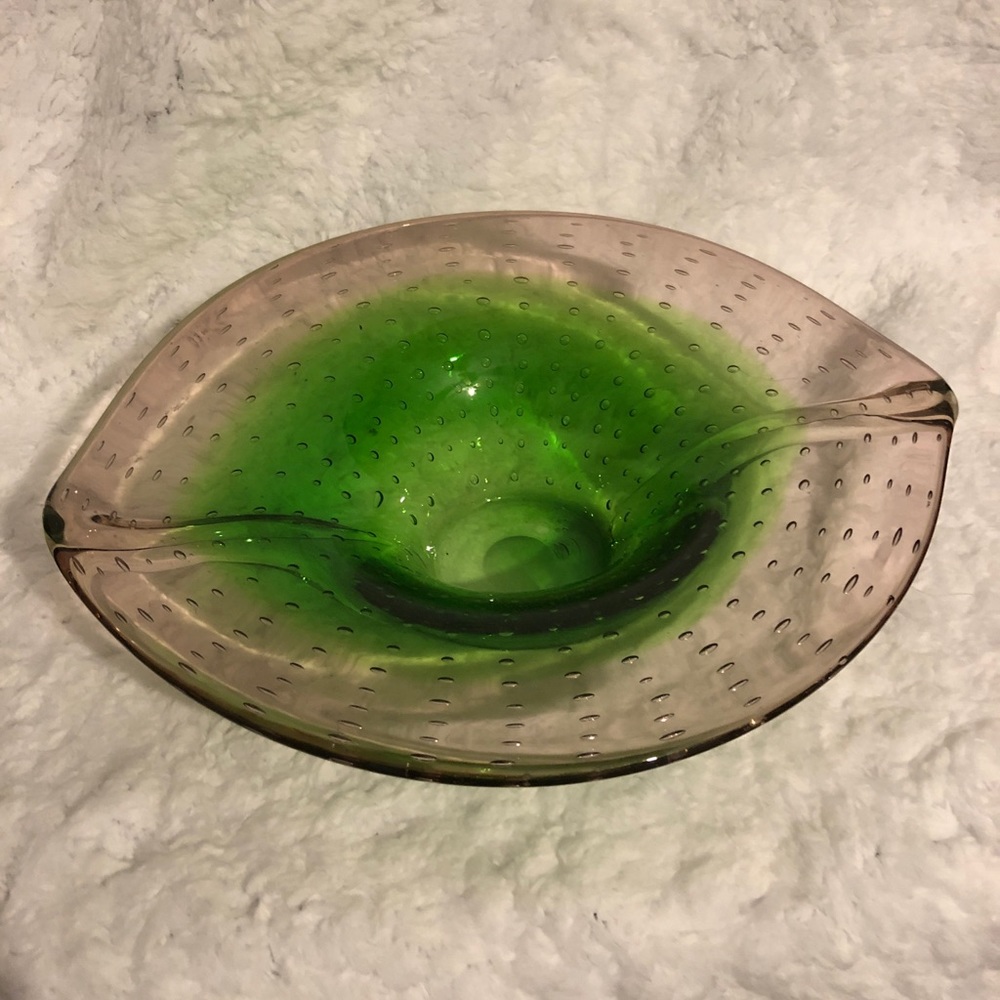 Hand blown controlled bubble Murano bowl